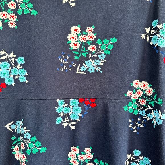 Draper James Floral Ponte A-Line Mini Short Dress Navy Stretch Jersey Preppy MED - Picture 3 of 10